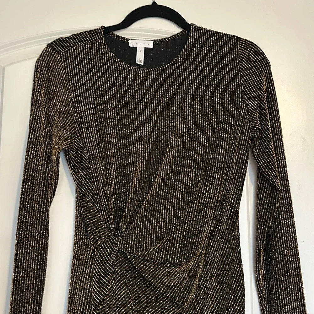 Women’s Leith Black and Gold Metallic Dress - Size Small